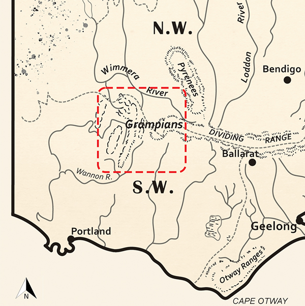 Map highlighting the Grampains region