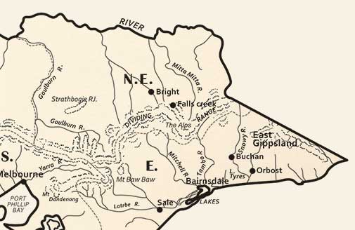 Map of the Alpine region of VIctoria